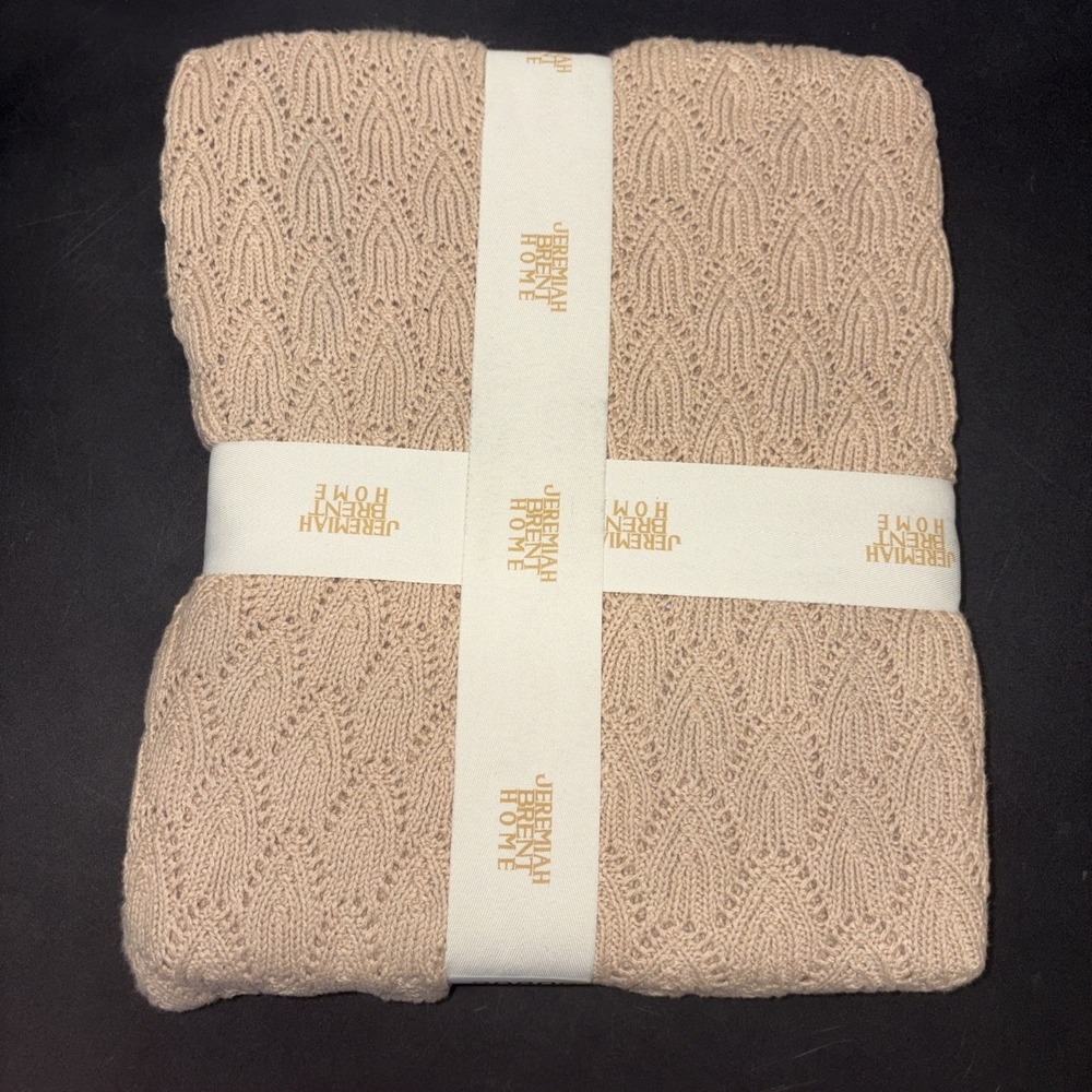 Sand Jeremiah Brent Home 100% Cotton Knitted Pointelle Scallop 50in x 60in 20806